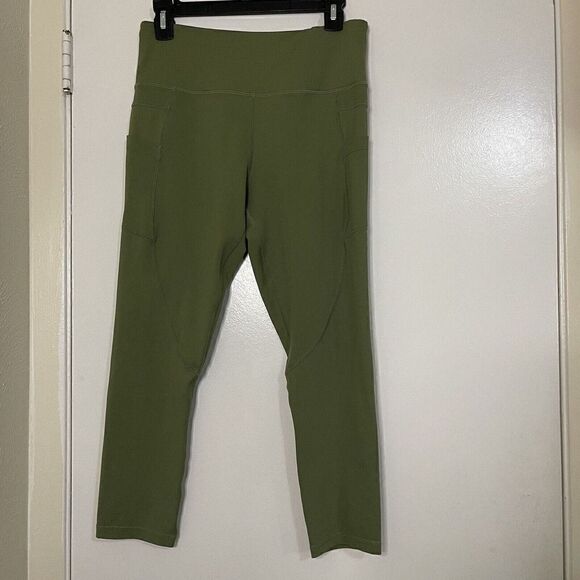 ZYIA ACTIVE high waist light and tight cropped green leggings side pocket large - Picture 2 of 6